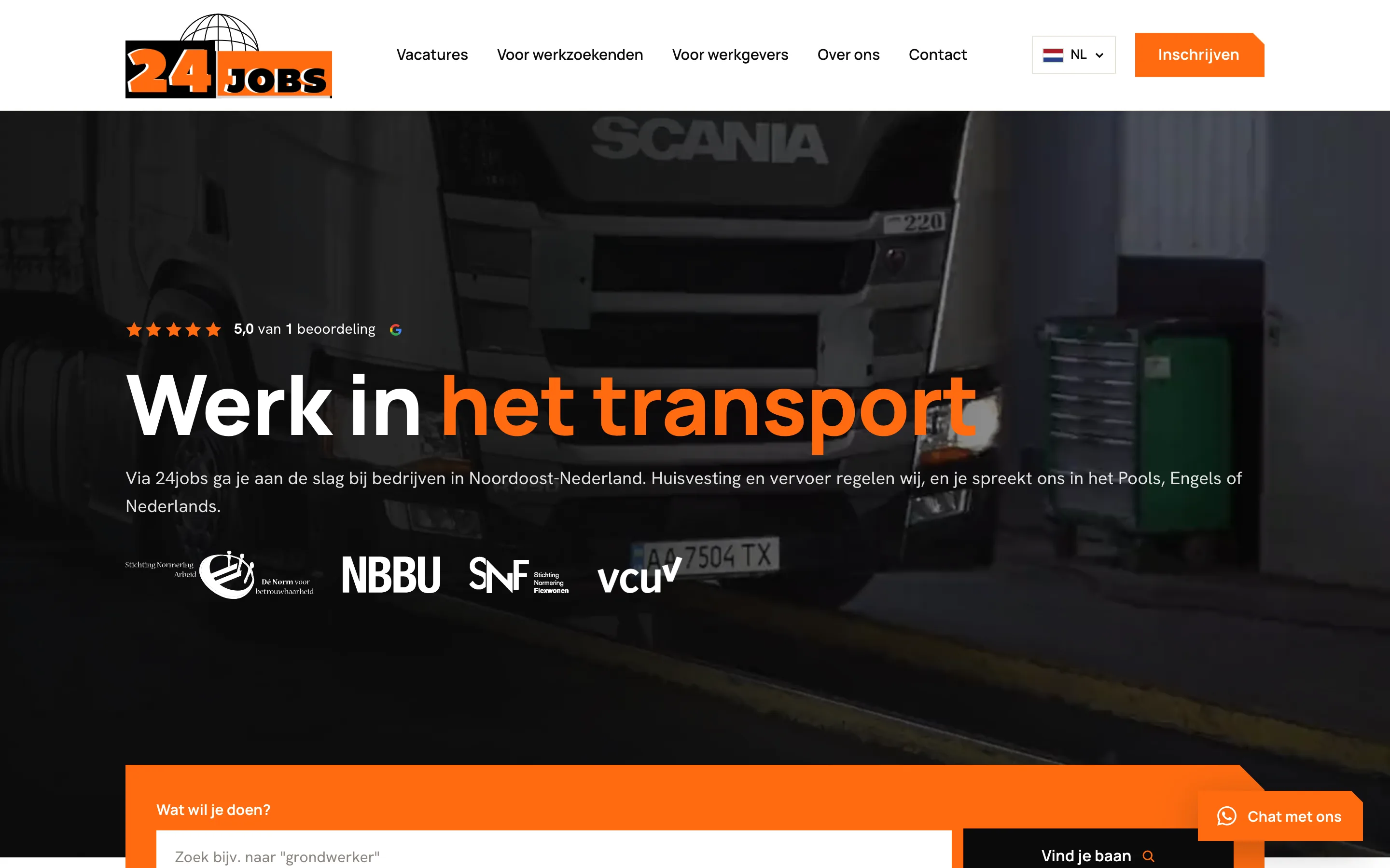 Opgeleverde website van 24 Jobs