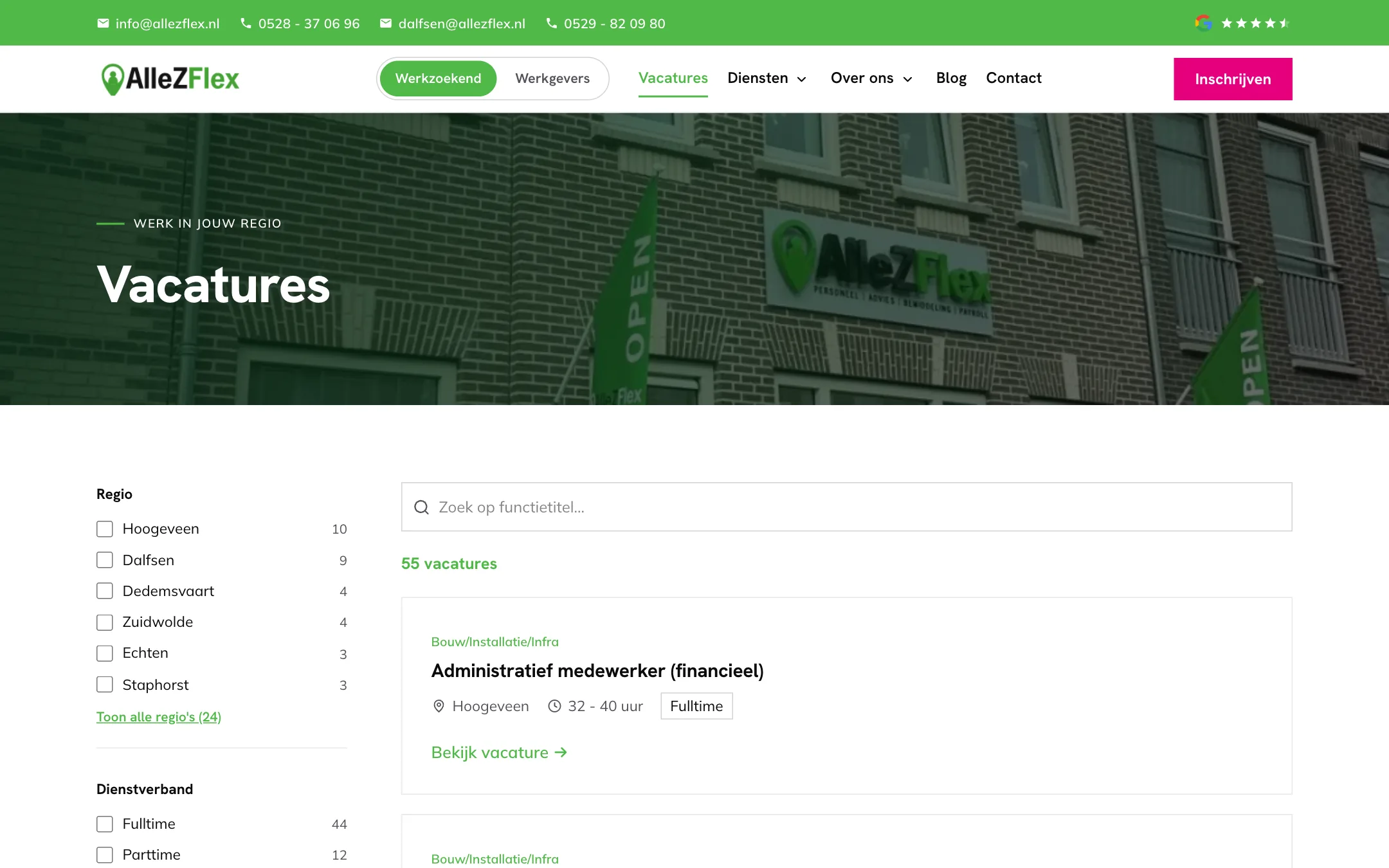 De vacaturepagina van AlleZFlex