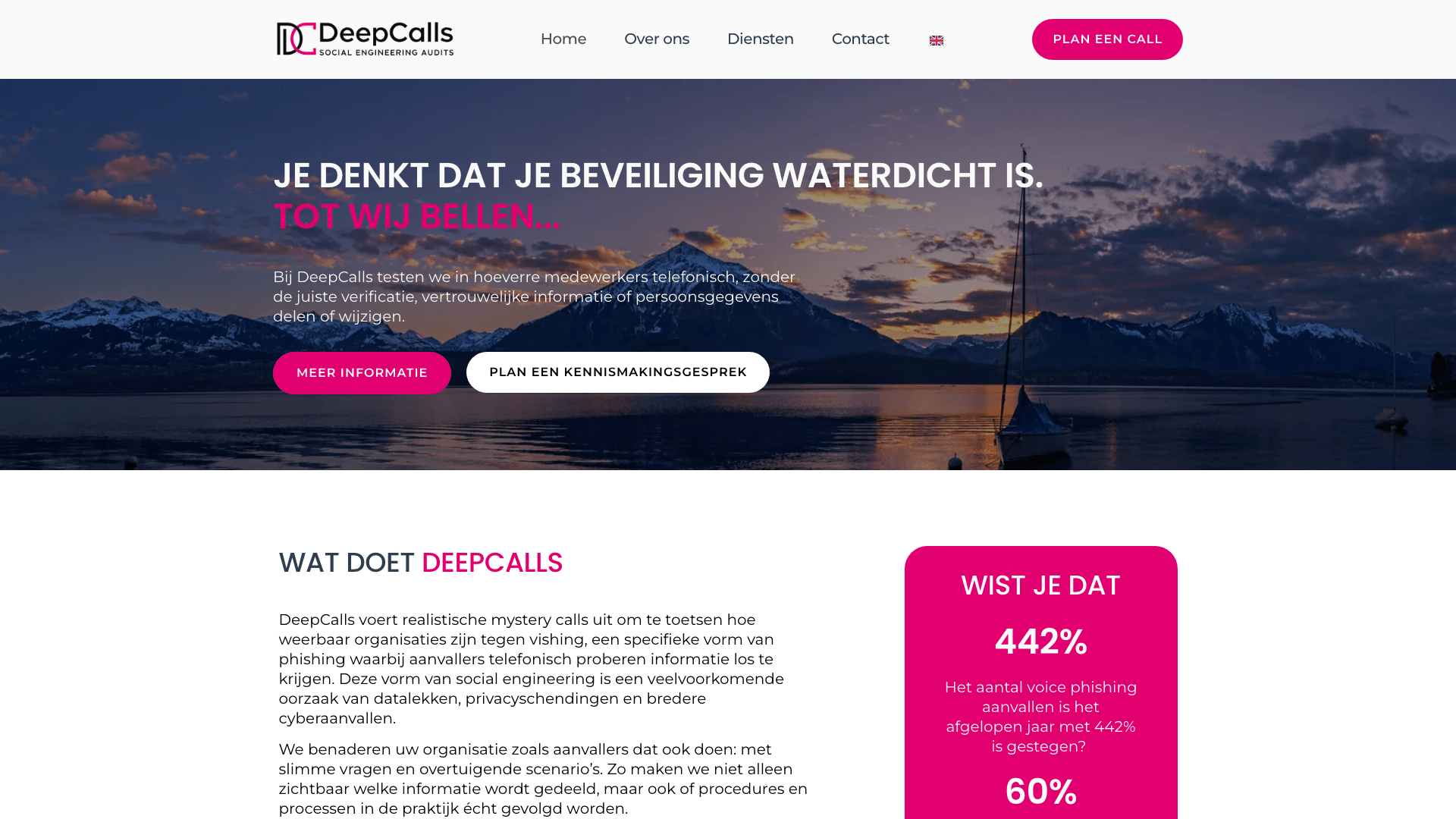 Screenshot van DeepCalls.io