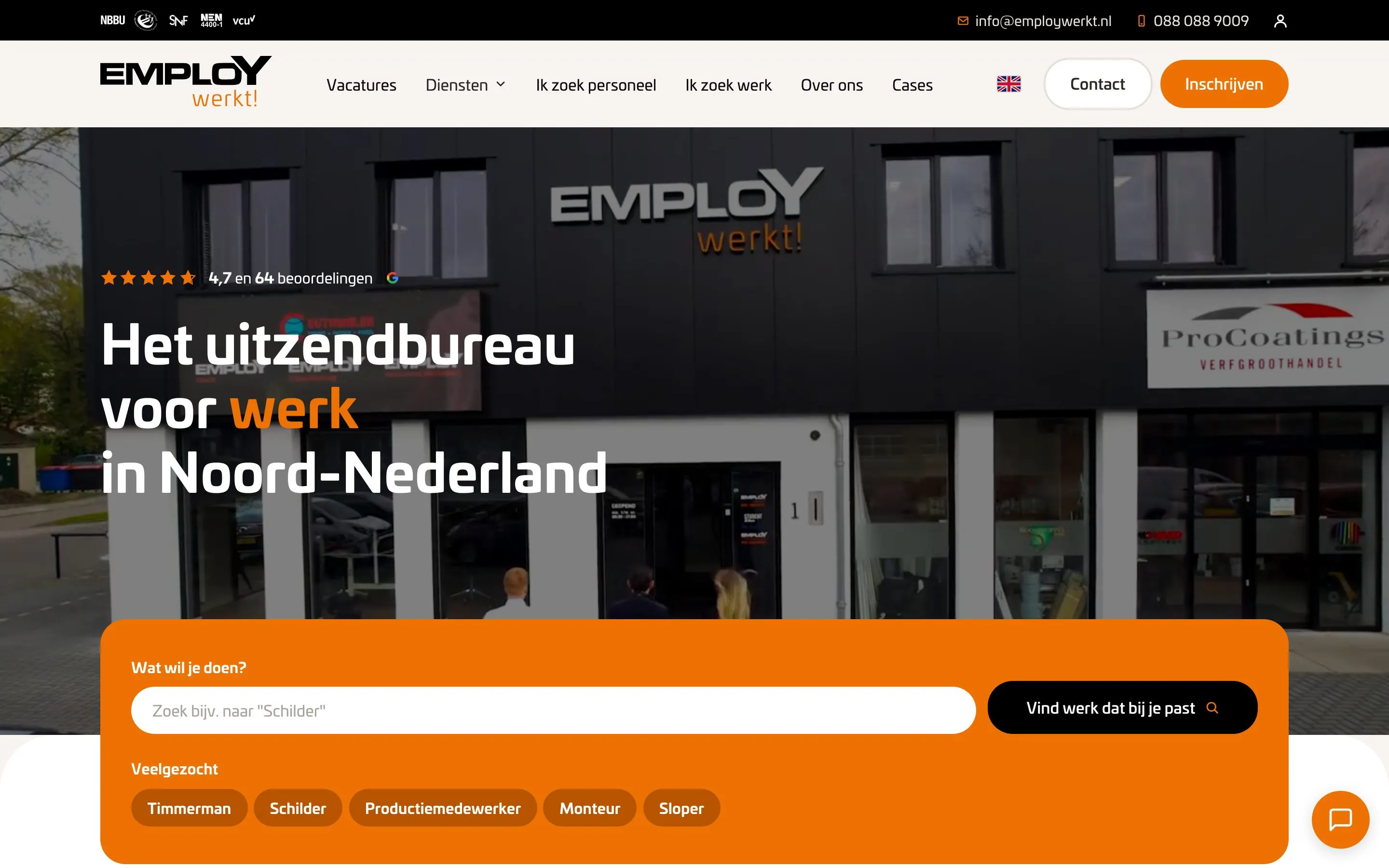 Opgeleverde website van Employ Werkt!