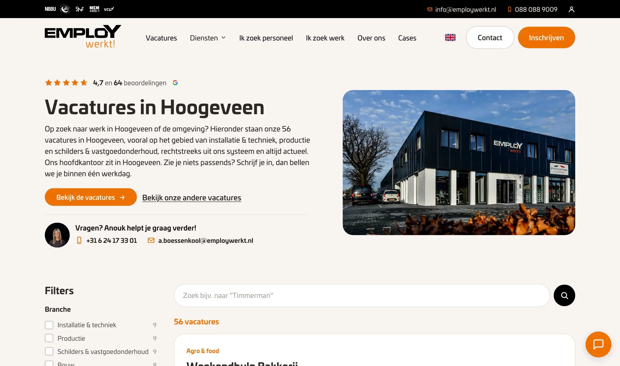 Locatiepagina Vacatures in Hoogeveen van Employ Werkt!