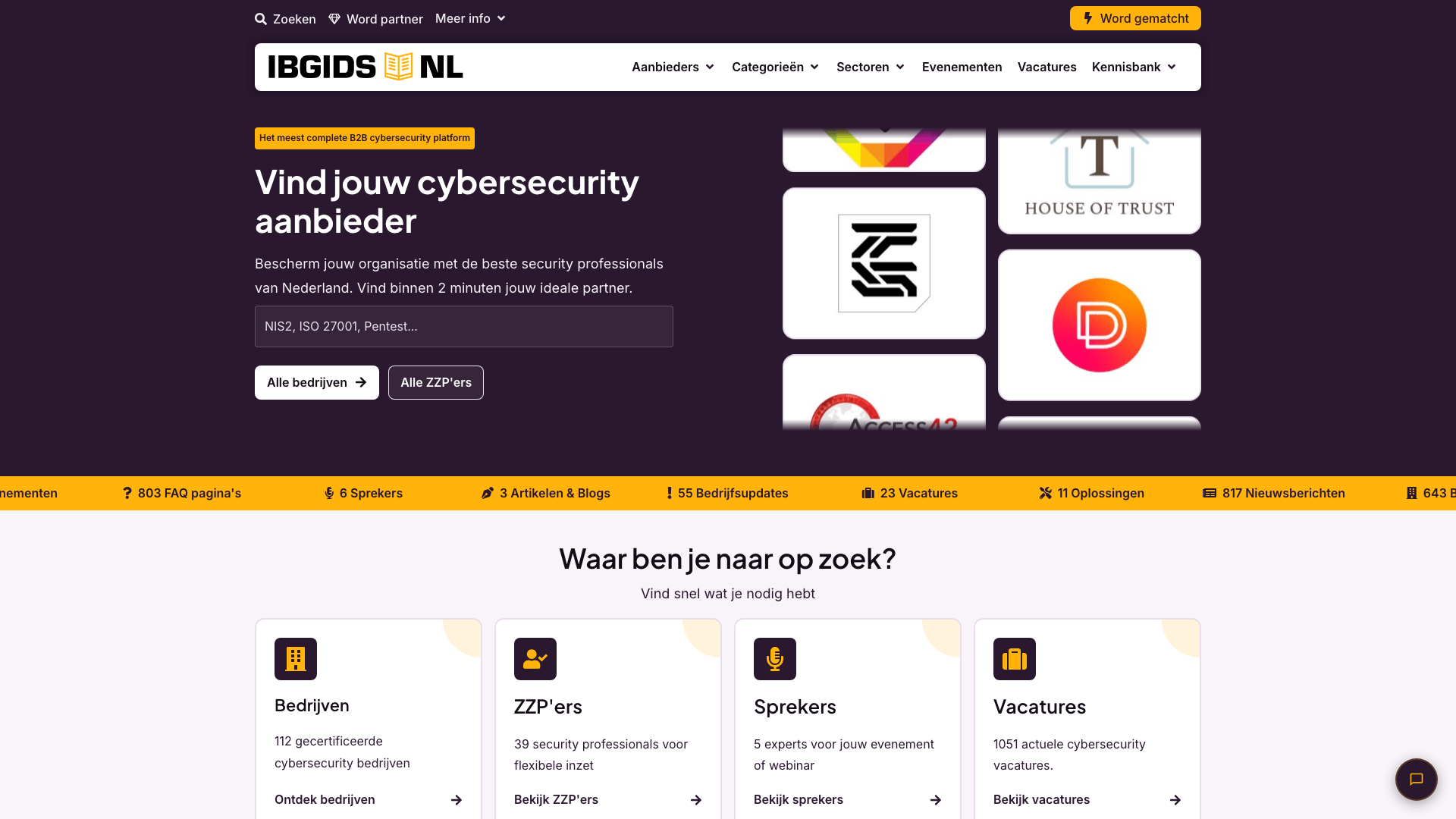 Screenshot van IBgids.nl