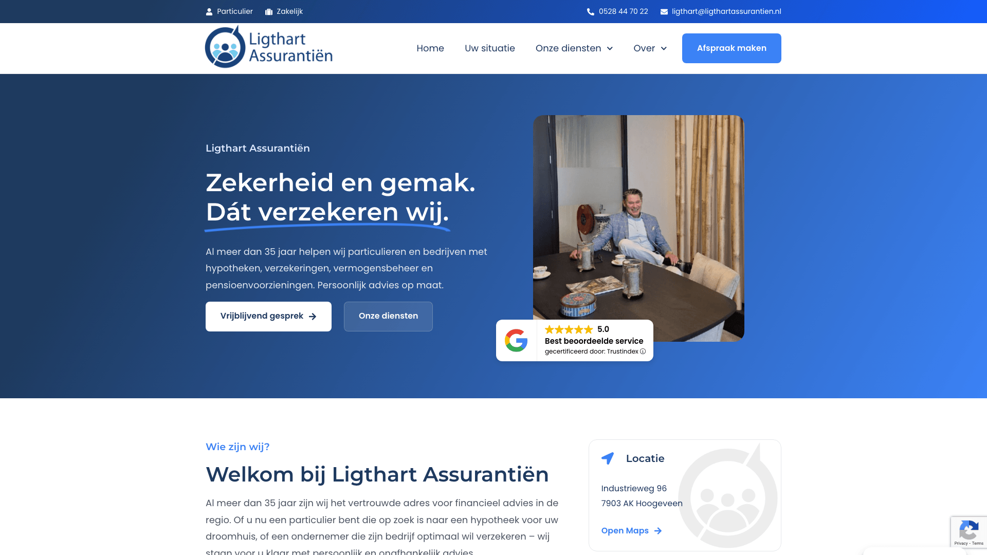 Screenshot van Ligthart Assurantiën