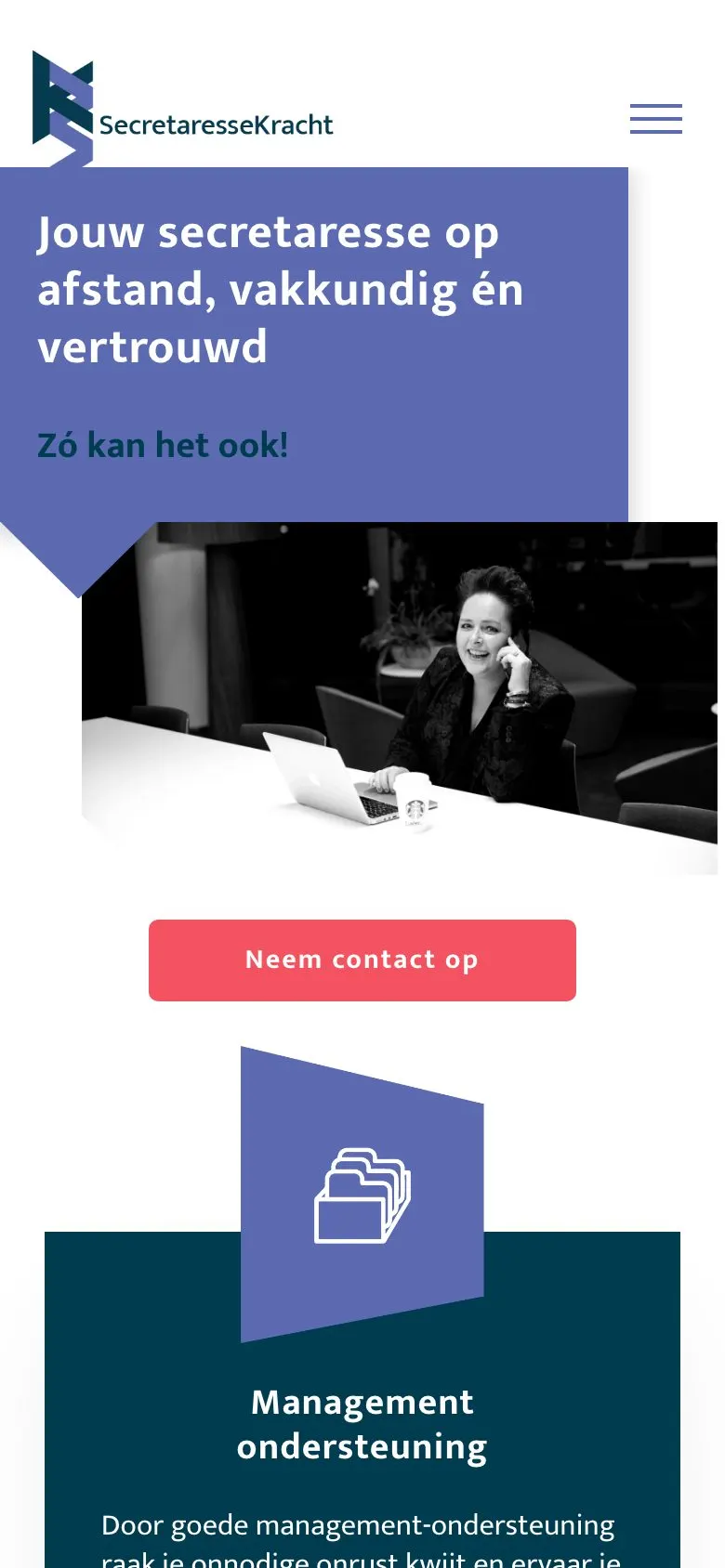 Mobiele weergave van de website van SecretaresseKracht