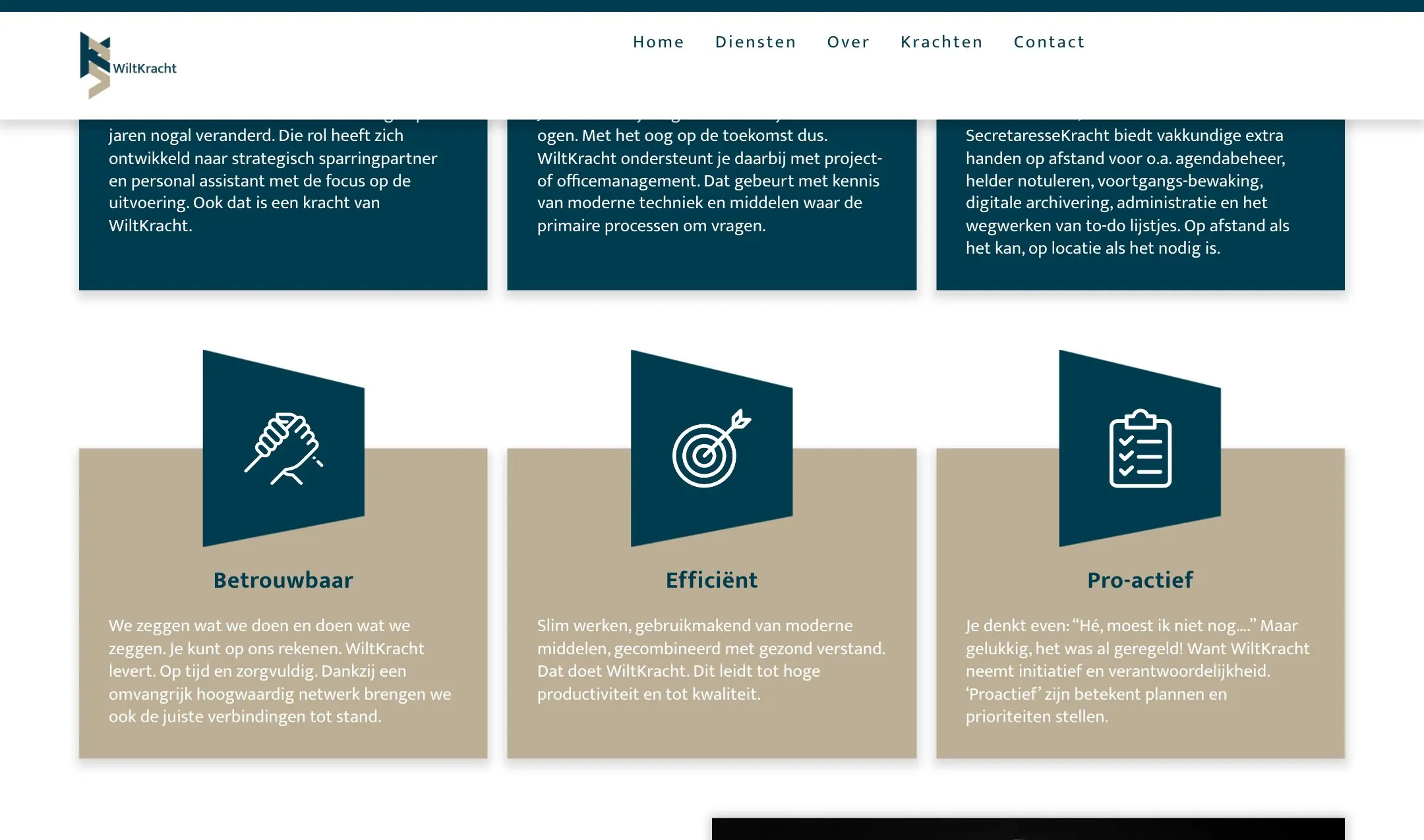 Dienstblokken op de live WiltKracht-website